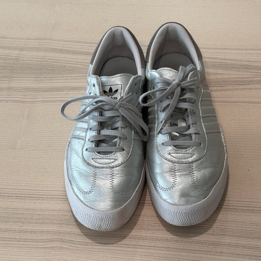 adidas Women's Sambae Metallic Silver Low-Top Sneakers
